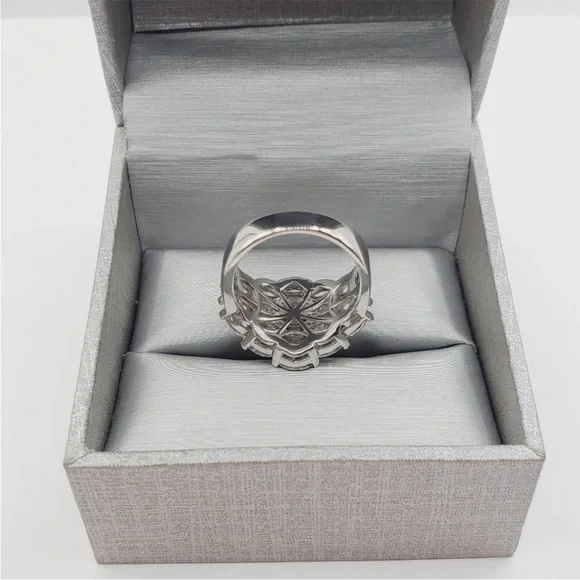 4 Carat Horizontal Marquise Diamond Simulants Rhodium - 925 Sterling Silver Ring